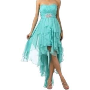 Juliet Teal Strapless Prom Dress Jeweled Embellished Sweetheart FairyCore Glam